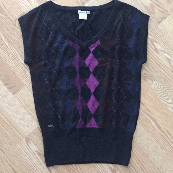 Lacoste women’s argyle sweater vest top size 42 or 10 brand new NWT